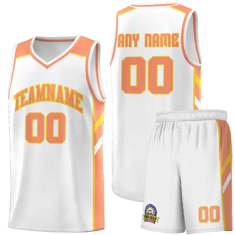 Custom soccer jersey for both players and fans-Custom basketball jersey for both players and fans-Custom White Orange-Yellow Classic Sets Sports Uniform Basketball Jersey