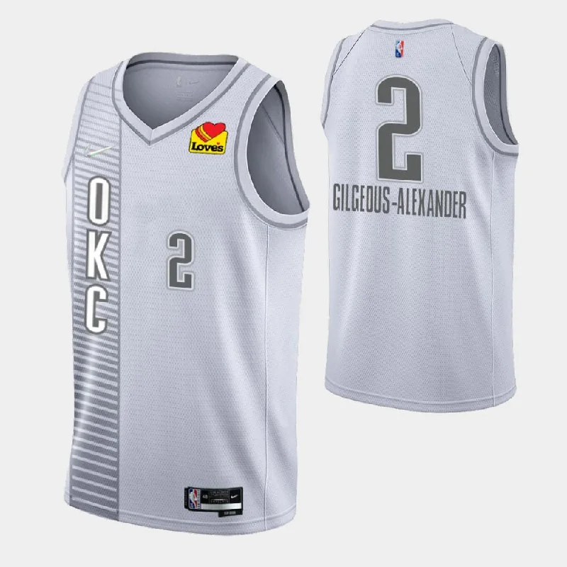 Custom soccer jersey for school spirit and pride-Custom basketball jersey for school spirit and pride-Shai Gilgeous-Alexander Oklahoma City Thunder 2021-22 City Edition Jersey