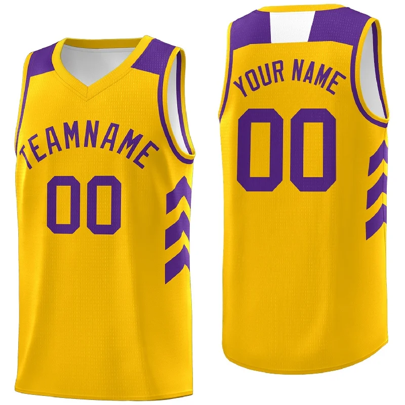 Personalized soccer jersey for sport-themed parties-Personalized basketball jersey for sport-themed parties-Custom Yellow Purple Classic Tops Men Casual Basketball Jersey