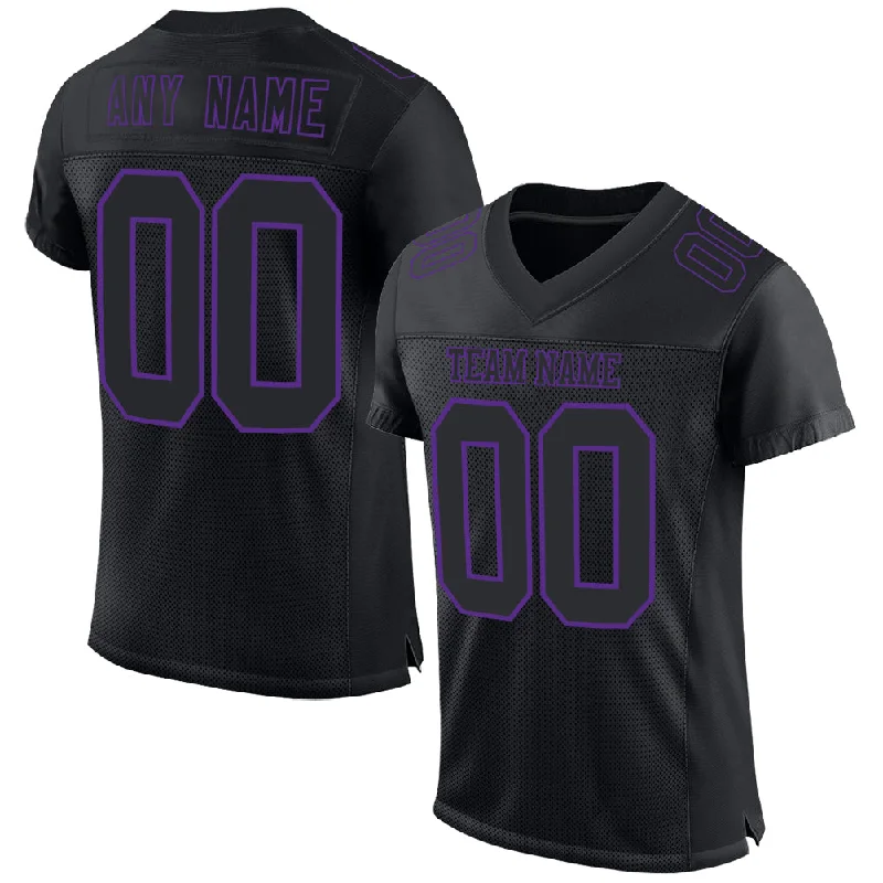 Personalized soccer jersey for sport-themed parties-Custom Black Purple Mesh Authentic Football Jersey