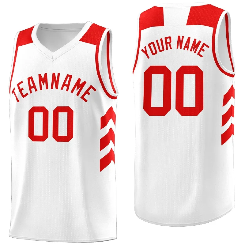 Personalized soccer jersey for casual outings-Personalized basketball jersey for casual outings-Custom White Red Classic Tops Men/Boy Athletic Basketball Jersey