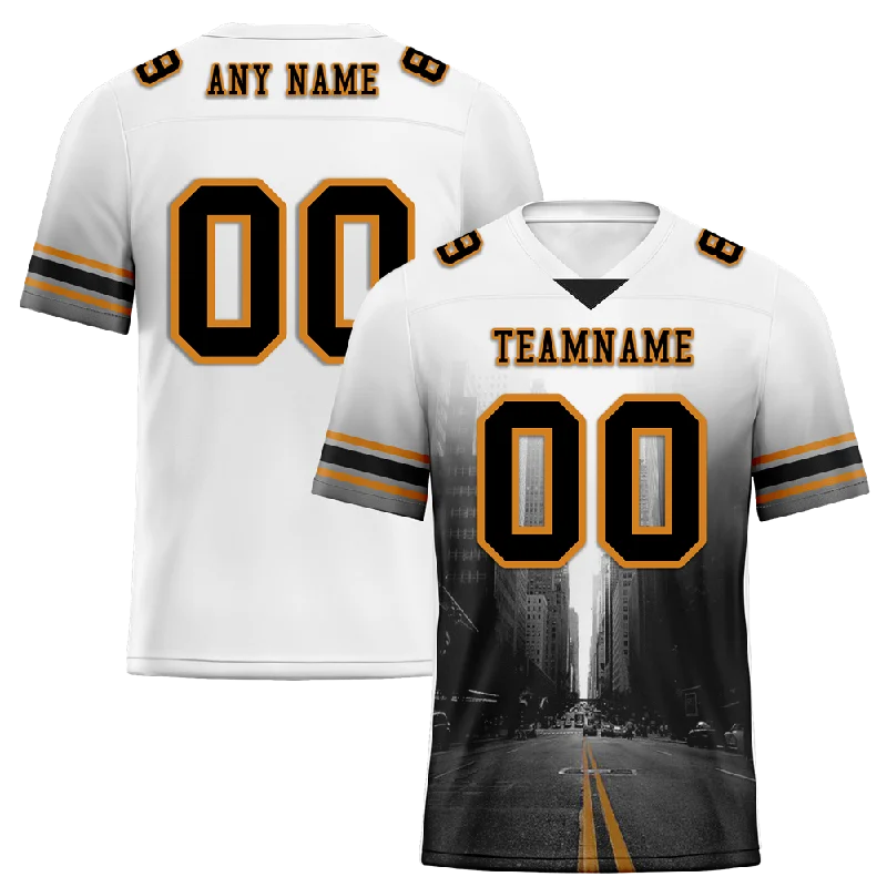 Personalized soccer jersey for school teams-Custom White Black Graffiti Pattern Black Personalized Authentic Football Jersey FBJ02-bc0fad9