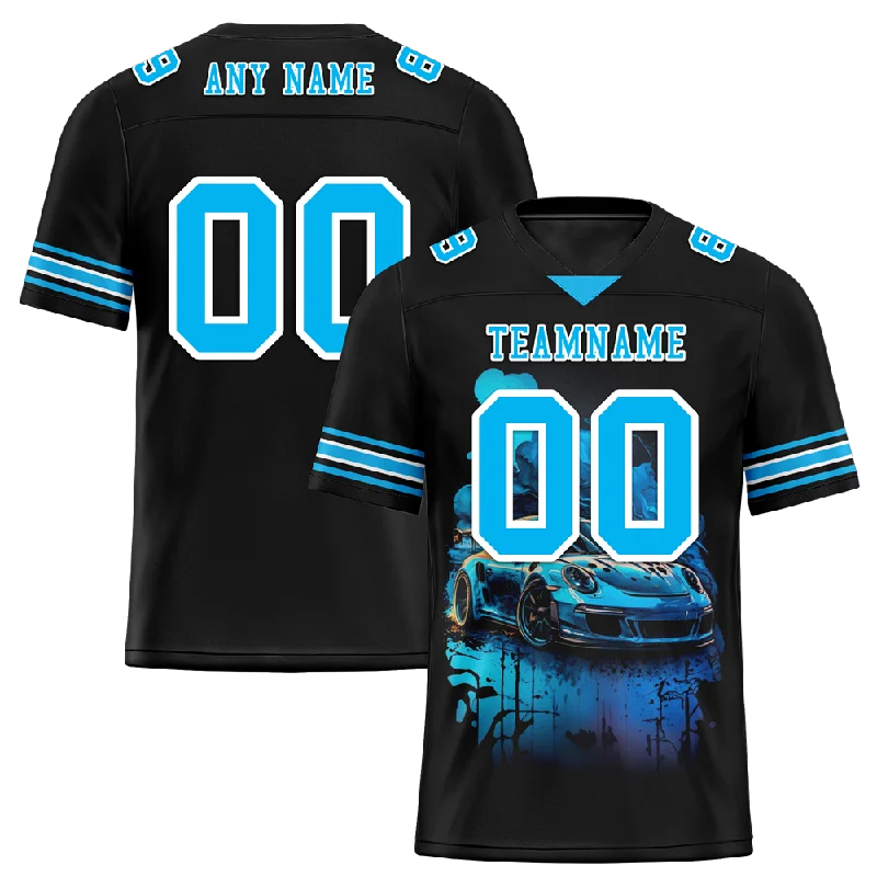 Custom soccer jersey for corporate team events-Custom Black Drift Fashion Aqua Personalized Authentic Football Jersey FBJ02-bc0fb0a