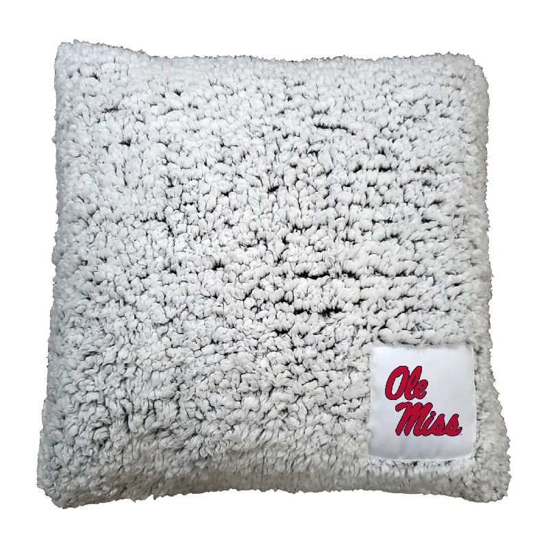 Custom team rugs for home game days-Ole Miss M Lockup Frosty Throw Pillow