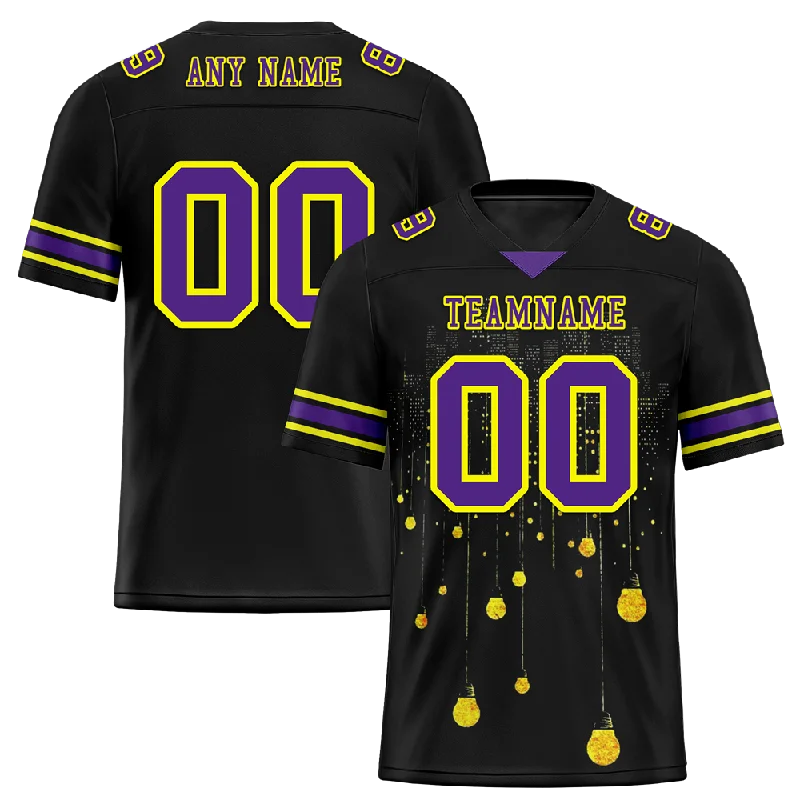 Authentic soccer jersey for sports memorabilia-Custom Black Graffiti Pattern Purple Personalized Authentic Football Jersey FBJ02-bc0fac8