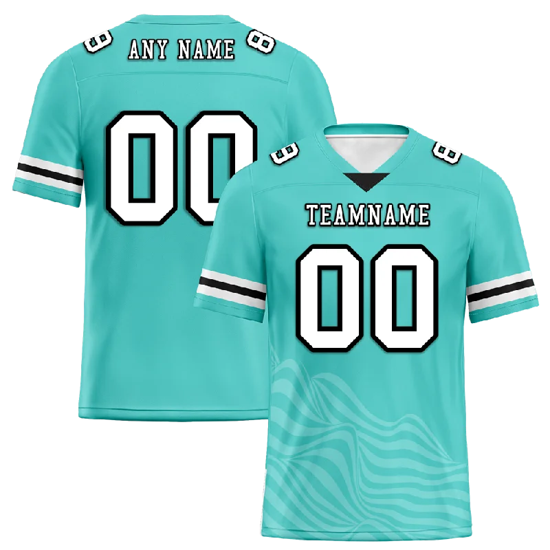 Custom soccer jersey for professional teams-Custom Aqua Sleeve Stripes White Personalized Authentic Football Jersey FBJ02-bc0f0da