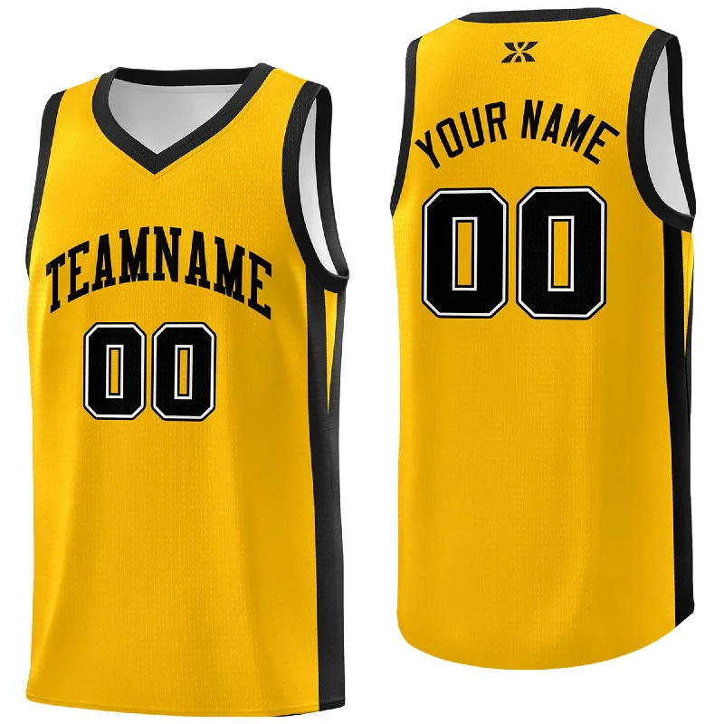 Soccer jersey with retro team design for collectors-Basketball jersey with retro team design for collectors-Custom Yellow Black Classic Tops Sports Uniform Basketball Jersey