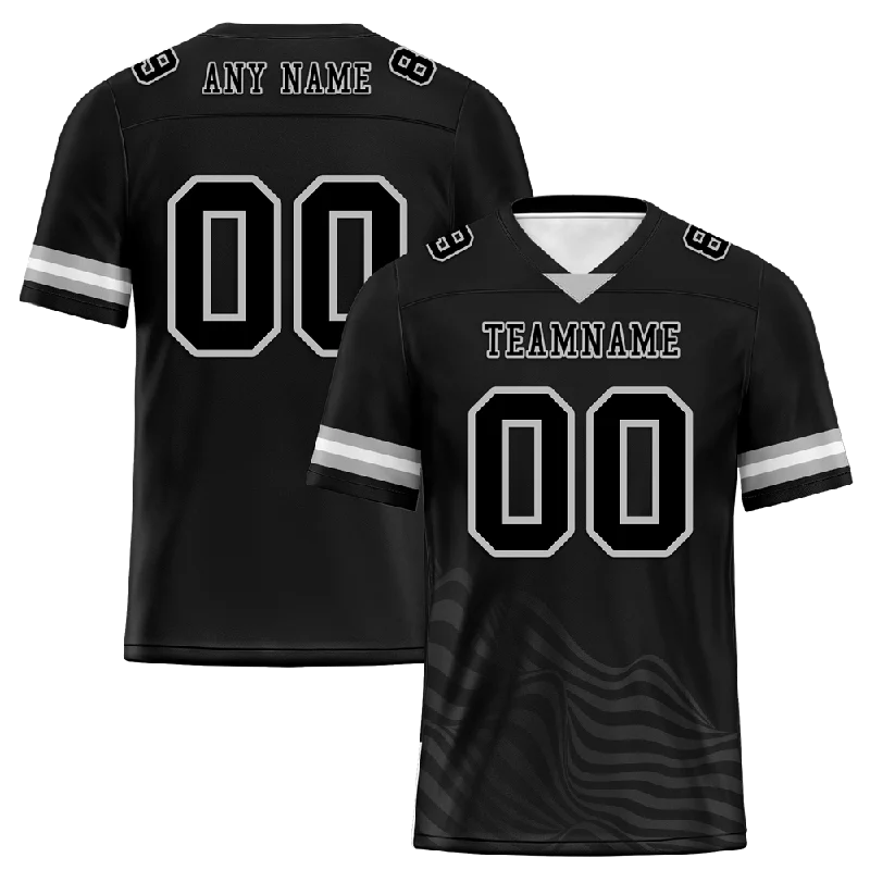 Personalized soccer jersey for fans-Custom Black Sleeve Stripes Black Personalized Authentic Football Jersey FBJ02-bc0f0dc