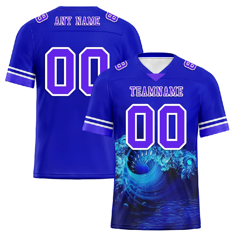 Soccer jersey with stylish details for fans-Custom Blue 3D Pattern Purple Personalized Authentic Football Jersey FBJ02-bc0fae7