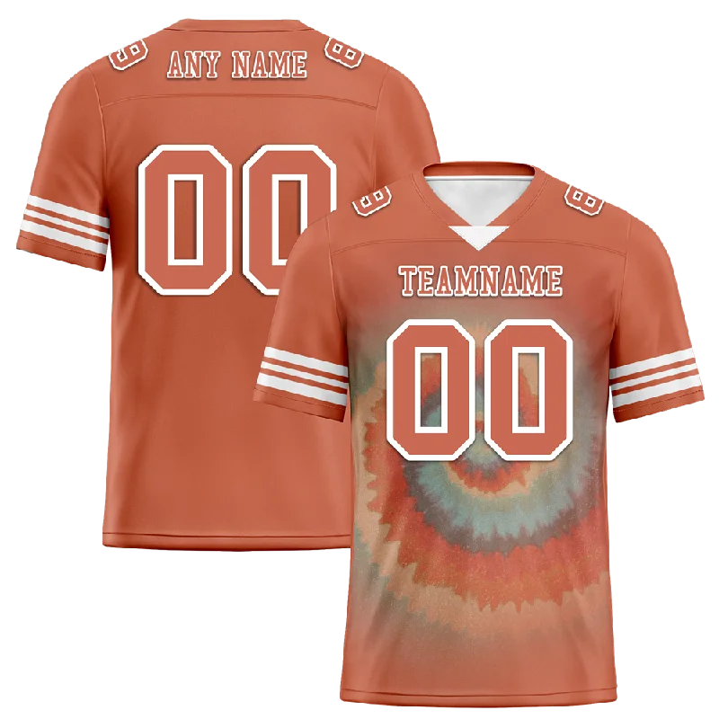 Soccer jersey with flexible and comfortable fit-Custom Orange Tie Dye Orange Personalized Authentic Football Jersey FBJ02-bc0fa7d