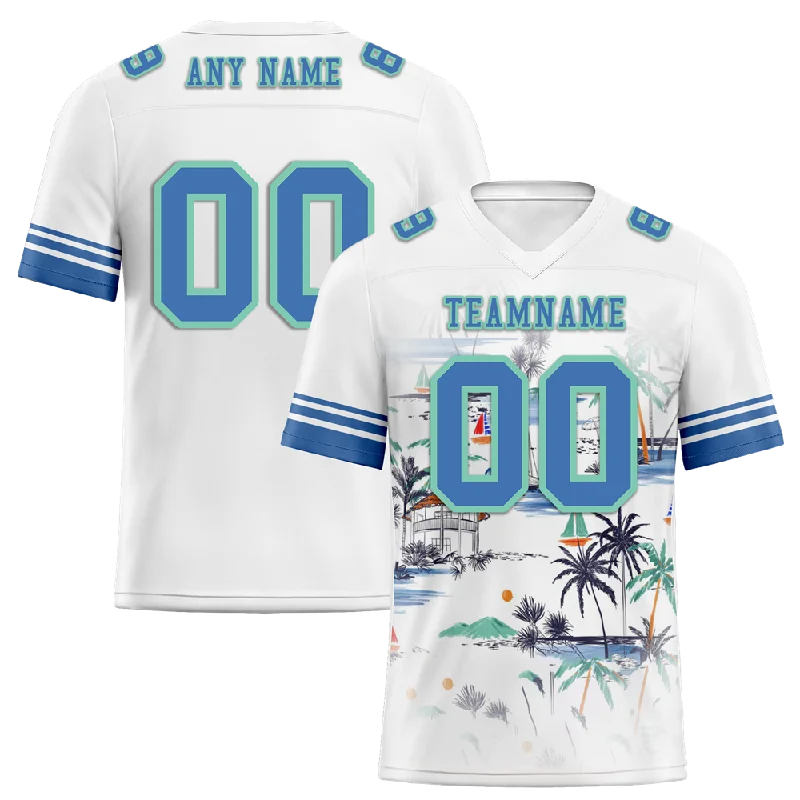 Custom soccer jersey with high-performance fabric-Custom White Tie Dye Aqua Personalized Authentic Football Jersey FBJ02-bc0fa8f