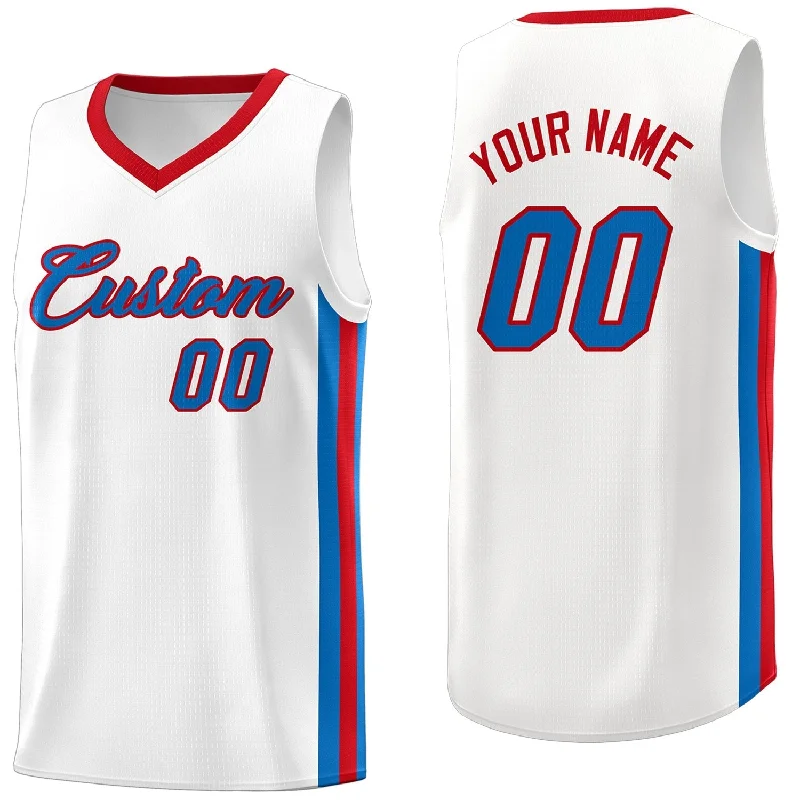 Retro-style soccer jersey with team branding-Retro-style basketball jersey with team branding-Custom White Royal-Red Classic Tops Athletic Casual Basketball Jersey