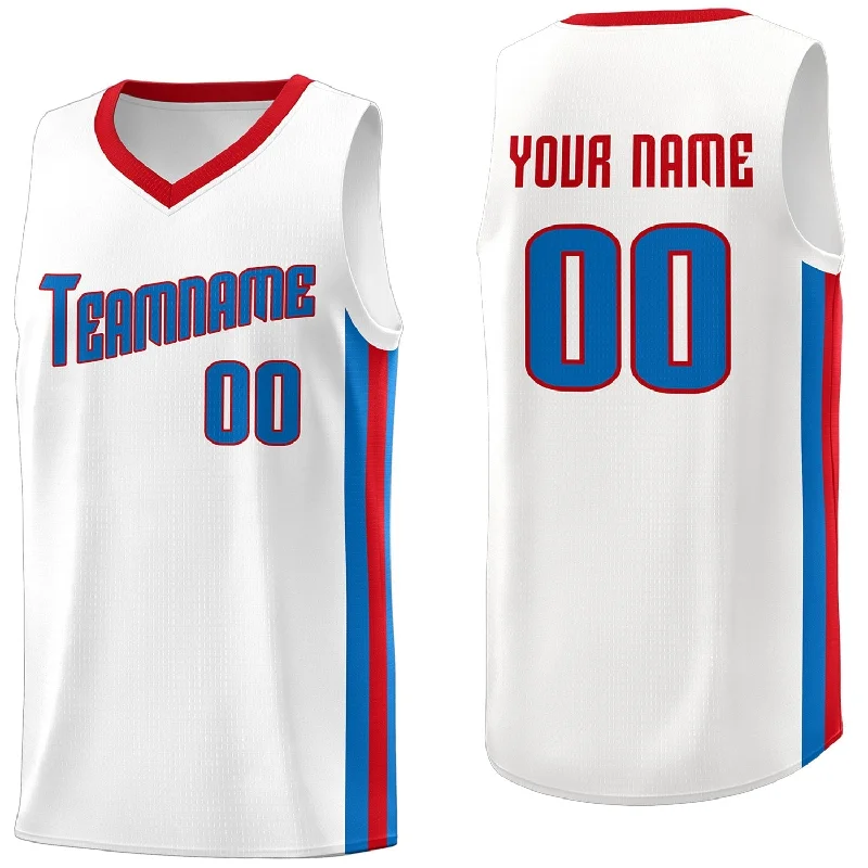 Soccer jersey for high school teams-Basketball jersey for high school teams-Custom White Royal-Red Classic Tops Tank Top Basketball Jersey