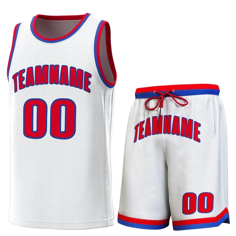 Soccer jersey with lightweight material for performance-Basketball jersey with lightweight material for performance-Custom White Royal-Red Classic Sets Basketball Jersey