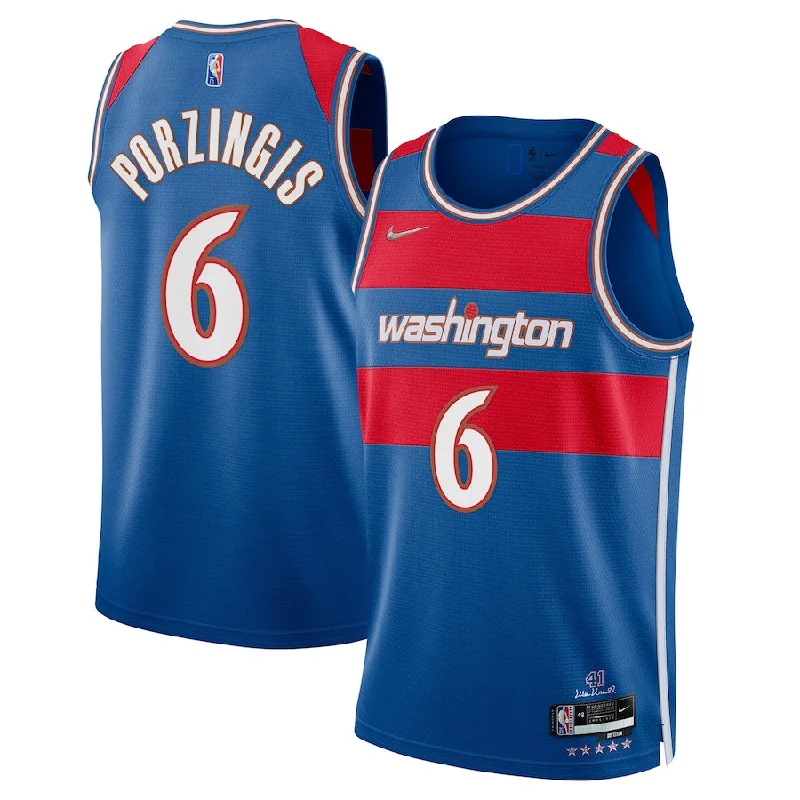 Soccer jersey with moisture management for athletes-Basketball jersey with moisture management for athletes-Kristaps Porzingis Washington Wizards Jersey