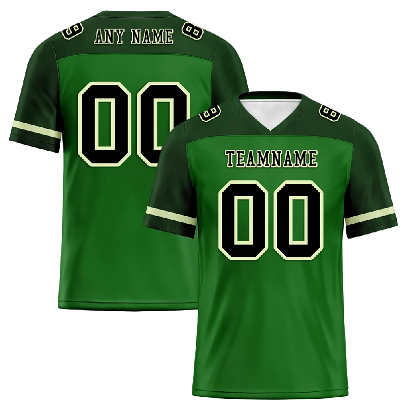 Personalized soccer jersey with motivational quotes-Custom Green Raglan Sleeves Black Personalized Authentic Football Jersey FBJ02-bc0f0ba