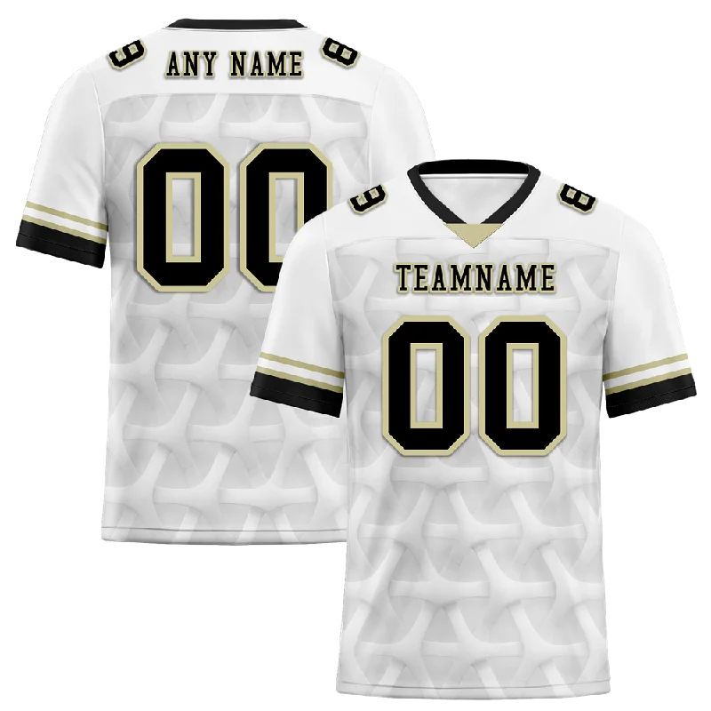 Soccer jersey with professional team logos-Custom White 3D Pattern Black Personalized Authentic Football Jersey FBJ02-bc0faee