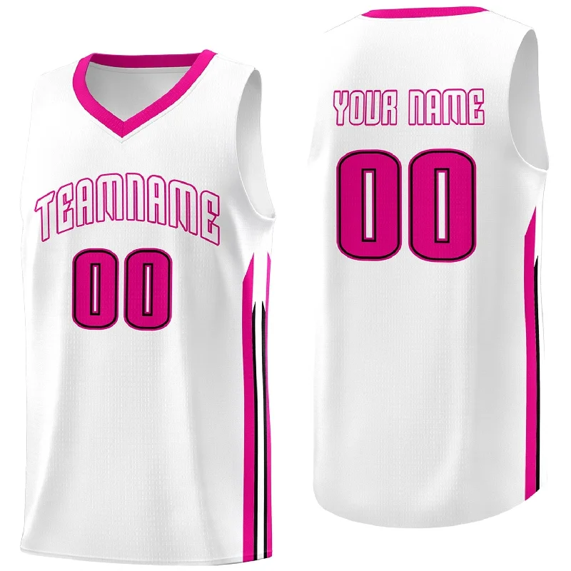 Custom soccer jersey for fans looking for style-Custom basketball jersey for fans looking for style-Custom White Pink Classic Tops Athletic Basketball Jersey