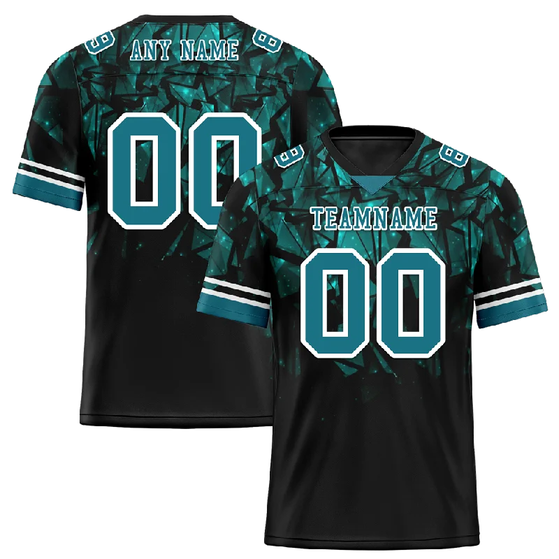 Soccer jersey with modern cut and fit-Custom Black 3D Pattern Aqua Personalized Authentic Football Jersey FBJ02-bc0faeb