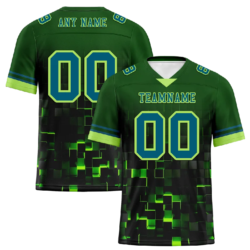 Custom soccer jersey for recreational leagues-Custom Green 3D Pattern Blue Personalized Authentic Football Jersey FBJ02-bc0fafc