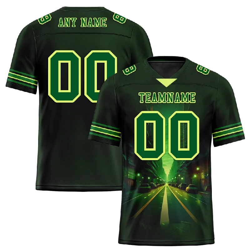 Personalized soccer jersey with vibrant color schemes-Custom Black Drift Fashion Green Personalized Authentic Football Jersey FBJ02-bc0fb0b