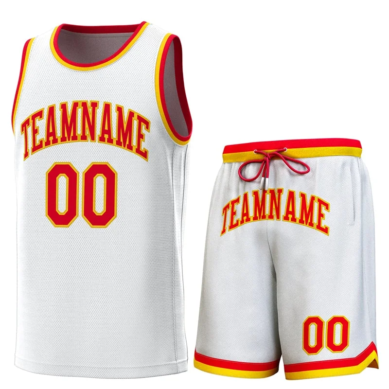 High-quality soccer jerseys for youth teams-High-quality basketball jerseys for youth teams-Custom White Red-Yellow Classic Sets Basketball Jersey