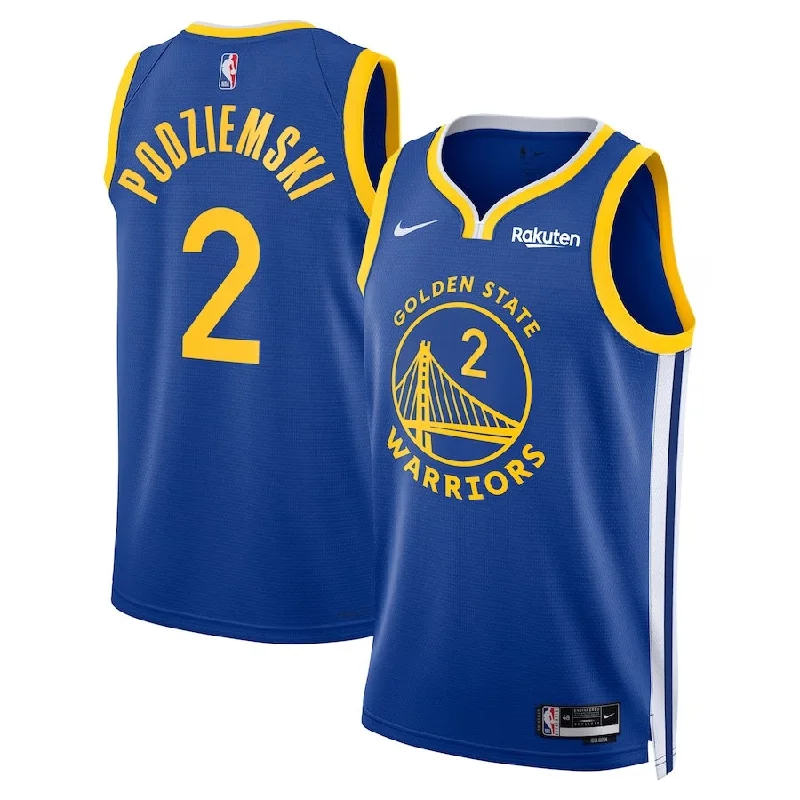 Custom soccer jersey with breathable fabric for fitness-Custom basketball jersey with breathable fabric for fitness-Brandin Podziemski Golden State Warriors Jersey