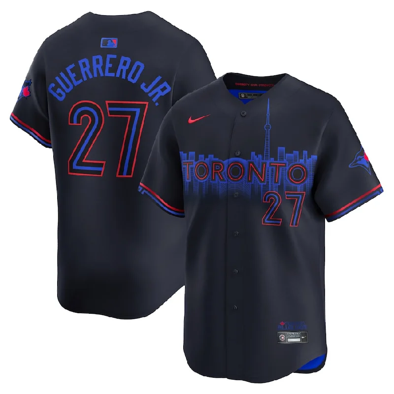 Authentic baseball jersey with embroidered logo-Men's Toronto Blue Jays Vladimir Guerrero Jr.  Black 2024 City Connect Limited Jersey