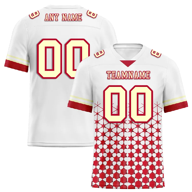 Custom soccer jersey for charity events-Custom White Red 3D Pattern Yellow Personalized Authentic Football Jersey FBJ02-bc0faea