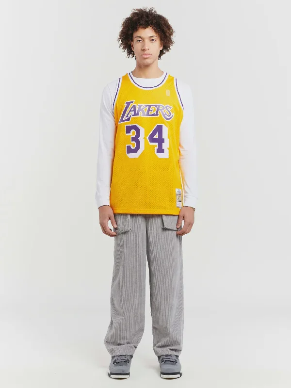 Soccer jersey with breathable fabric for all-day wear-Basketball jersey with breathable fabric for all-day wear-Mitchell and Ness LA Lakers Swingman Jersey - Shaquille O'Neal  96-97 Yellow