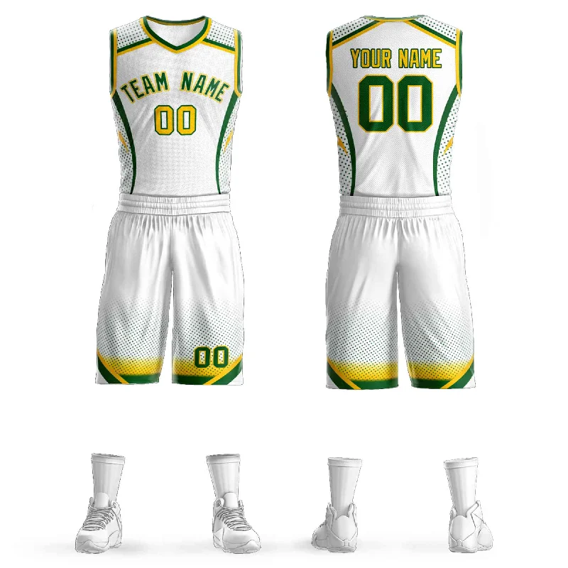 Soccer jersey with player names and numbers-Basketball jerseys with player names and numbers-Custom White Kelly Green-White Graffiti Pattern Sets Points Element Basketball Jersey