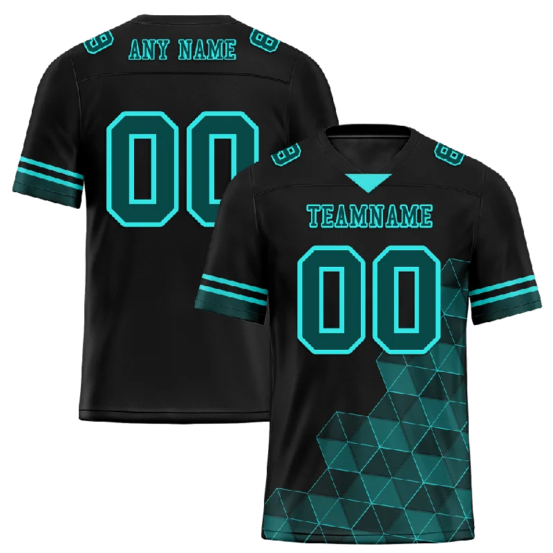 Personalized soccer jersey with embroidered logo-Custom Black 3D Pattern Aqua Personalized Authentic Football Jersey FBJ02-bc0fae8