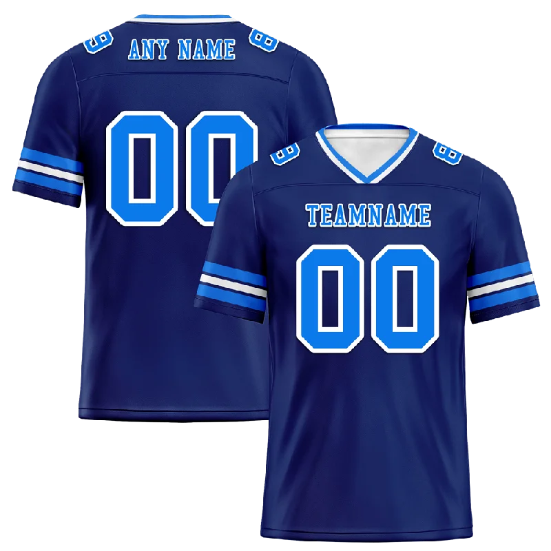 Custom soccer jersey for team spirit-Custom Blue Sleeve Stripes Blue Personalized Authentic Football Jersey FBJ02-bc0f0fc