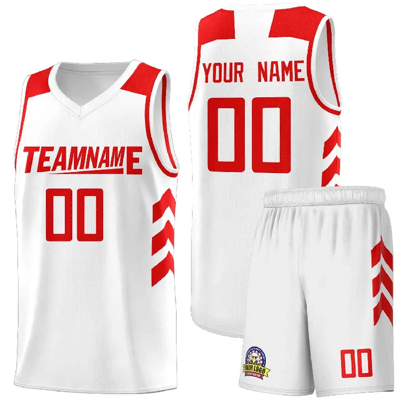 Team soccer jersey with matching accessories-Team basketball jersey with matching accessories-Custom White Red Classic Sets Sports Uniform Basketball Jersey