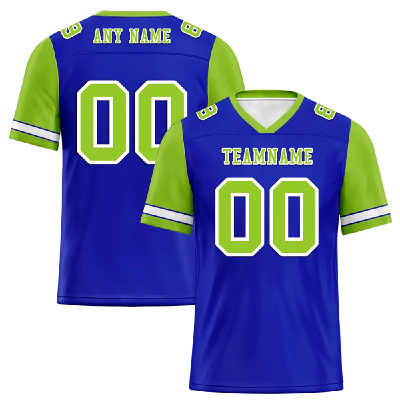 Soccer jersey with sporty designs for streetwear-Custom Blue Green Two Tone Green Personalized Authentic Football Jersey FBJ02-bc0fa0c