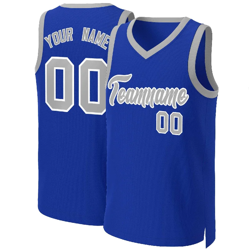 Soccer jersey for high school teams-Basketball jersey for high school teams-Custom Royal Gray-White Classic Tops Basketball Jersey