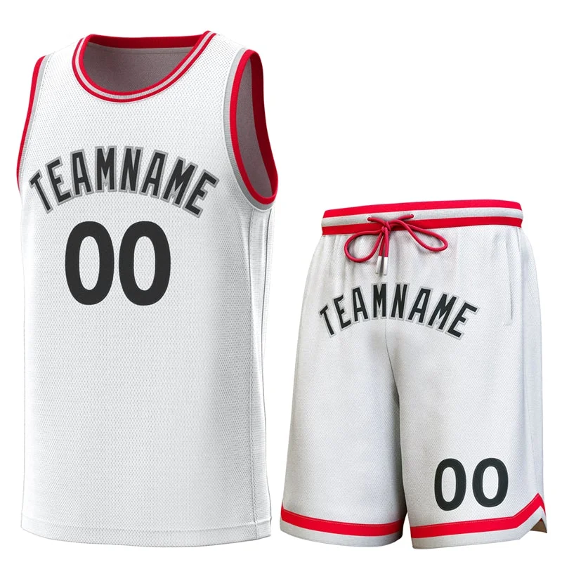 Personalized soccer jersey for fans-Personalized basketball jersey for fans-Custom White Red-Gray Classic Sets Basketball Jersey