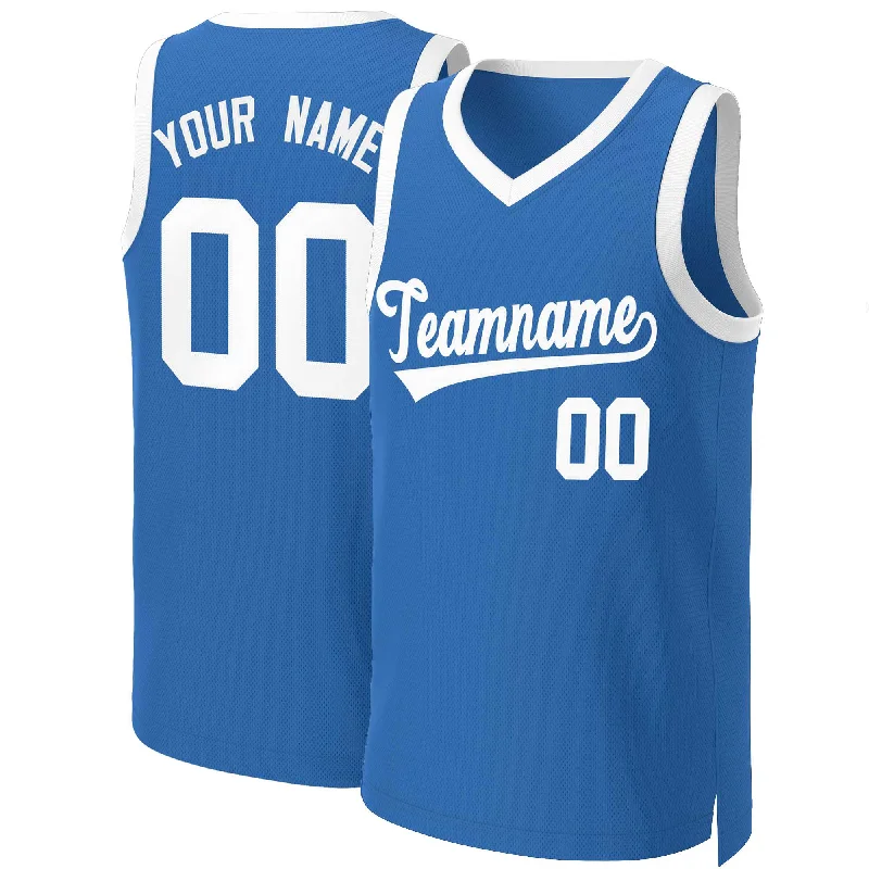 Custom soccer jersey with contemporary designs-Custom basketball jersey with contemporary designs-Custom Blue White Classic Tops Basketball Jersey