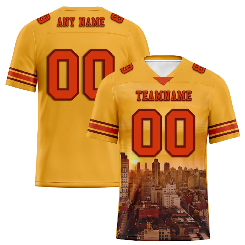 Custom soccer jersey for game day events-Custom Yellow Graffiti Pattern Orange Personalized Authentic Football Jersey FBJ02-bc0fad8