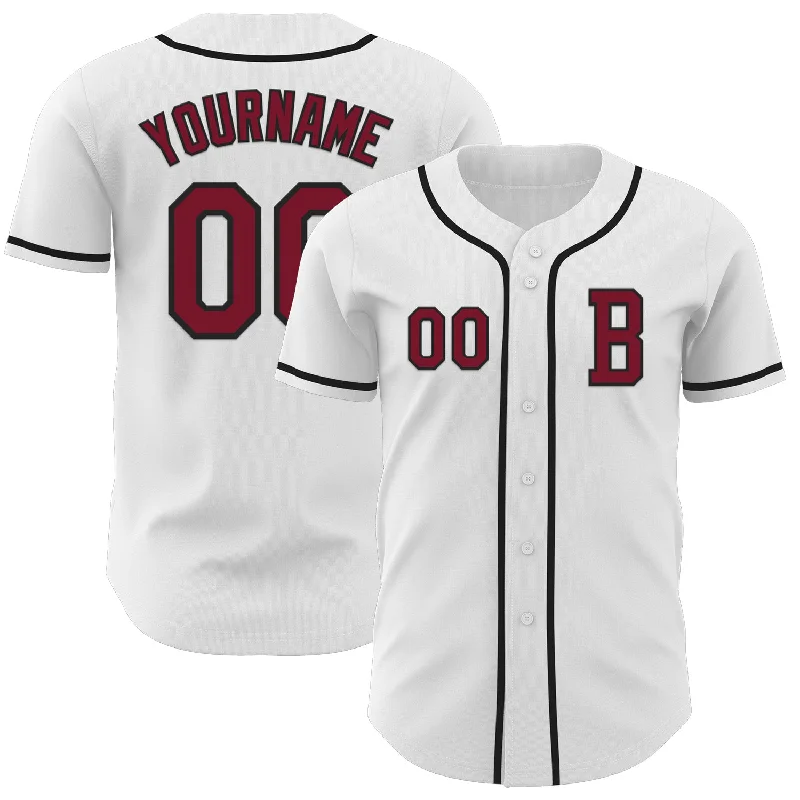 Baseball jersey with lightweight design for comfort-Custom White Crimson-Black Authentic Baseball Jersey