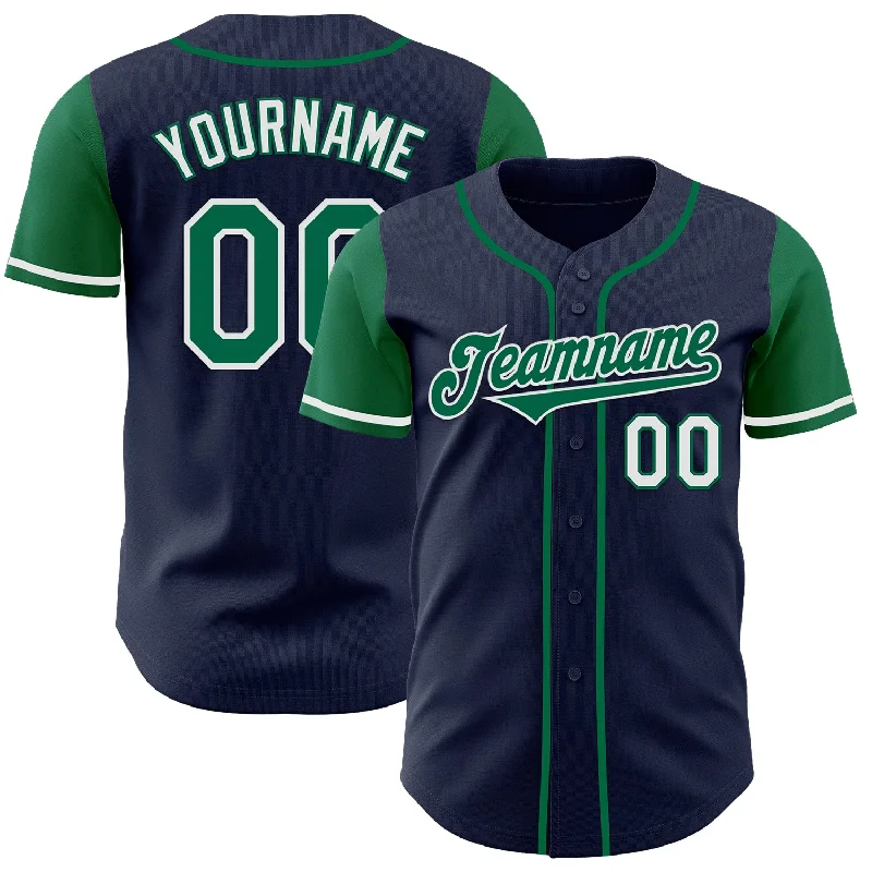 Custom baseball jersey for charity events and fundraisers-Custom Navy Kelly Green-White Authentic Two Tone Baseball Jersey