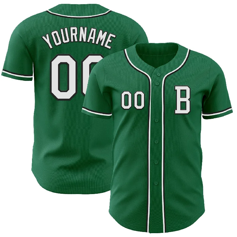 Custom MLB-inspired baseball jersey for sports fans-Custom Kelly Green White-Black Authentic Baseball Jersey