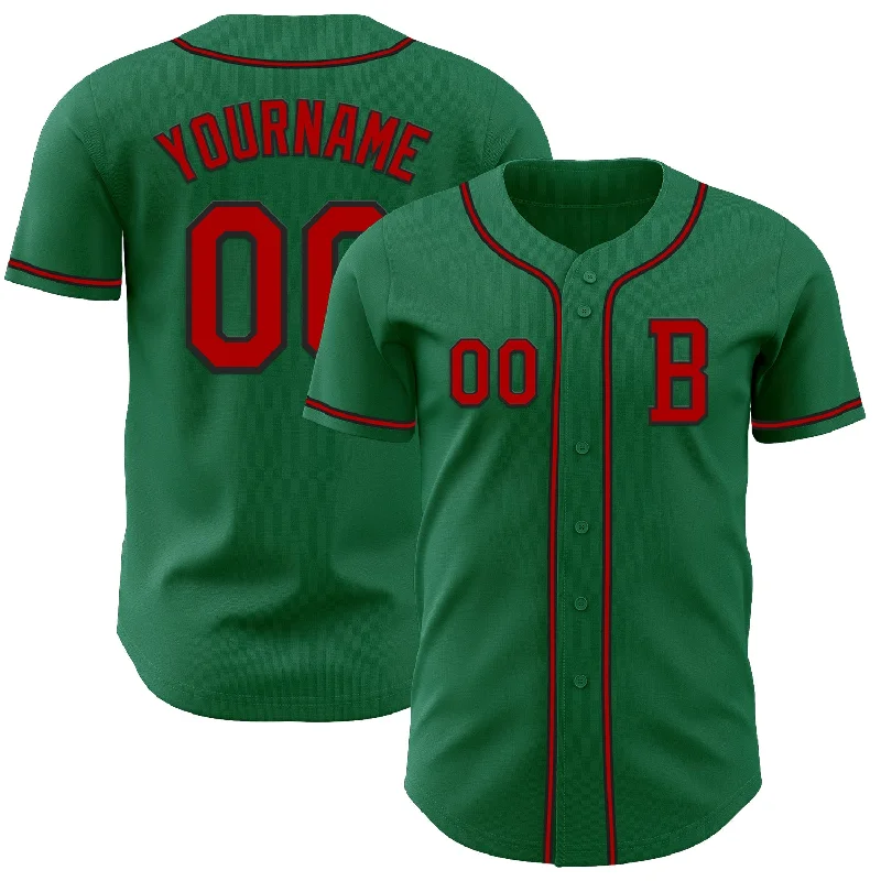 Retro-inspired baseball jersey for nostalgia fans-Custom Kelly Green Red-Black Authentic Baseball Jersey