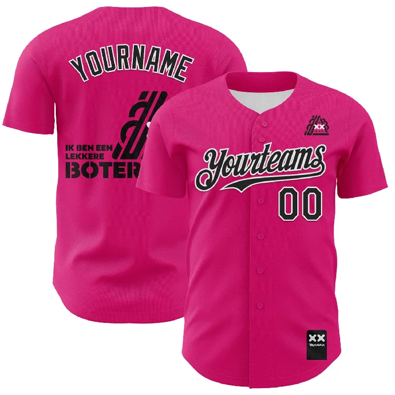 Baseball jersey with breathable fabric for comfort-Custom Hot Pink Black-White 3D Revzzz Good Sandwitch Authentic Baseball Jersey