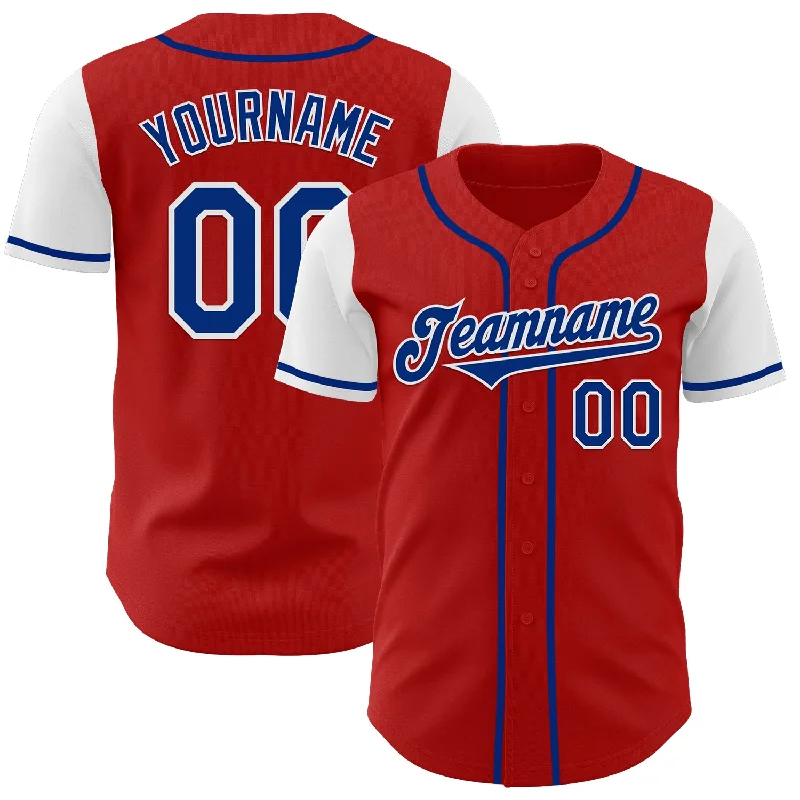 Baseball jersey with matching cap and accessories-Custom Red Royal-White Authentic Two Tone Baseball Jersey