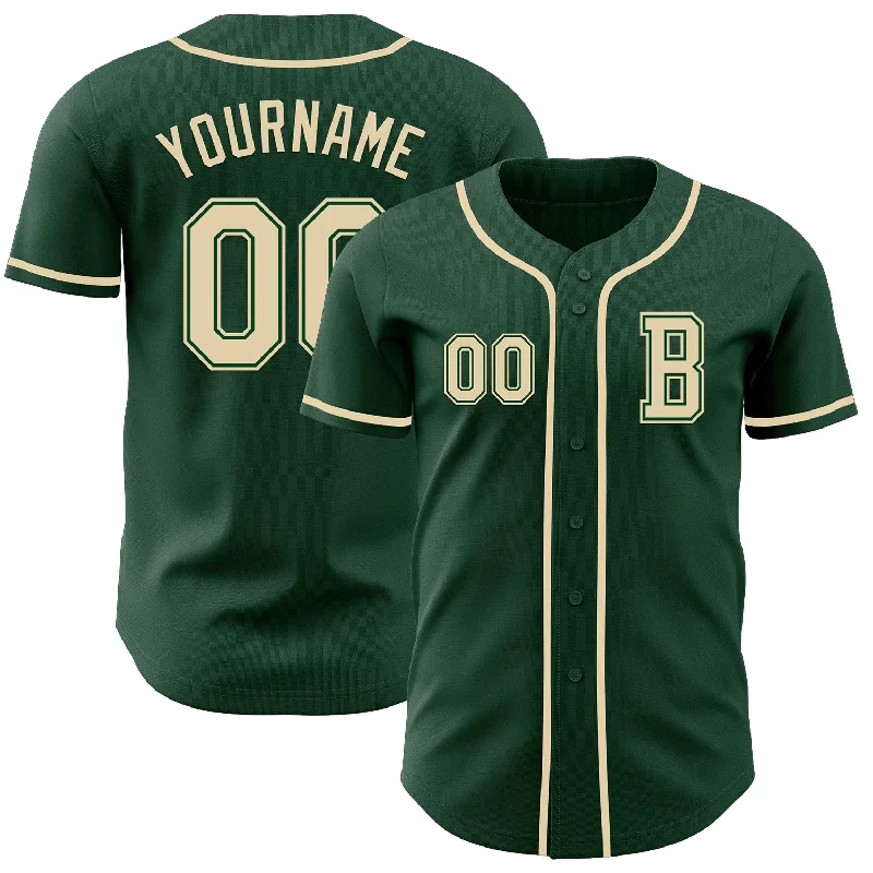 Personalized baseball jersey for fans and players alike-Custom Green Cream Authentic Baseball Jersey