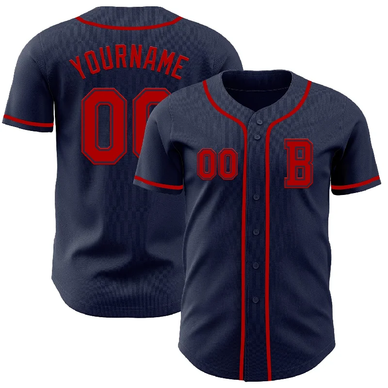 Soft and comfortable baseball jersey for casual wear-Custom Navy Red Authentic Baseball Jersey