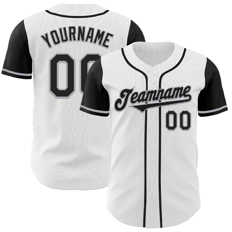 Baseball jersey with a stylish modern design-Custom White Black-Gray Authentic Two Tone Baseball Jersey