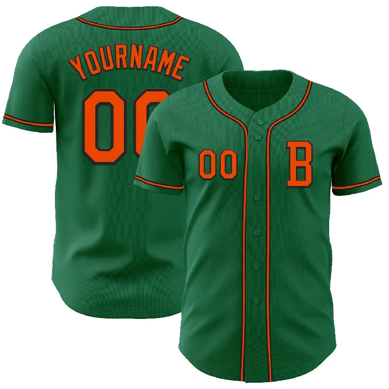 Personalized baseball jersey for sports fans-Custom Kelly Green Orange-Black Authentic Baseball Jersey