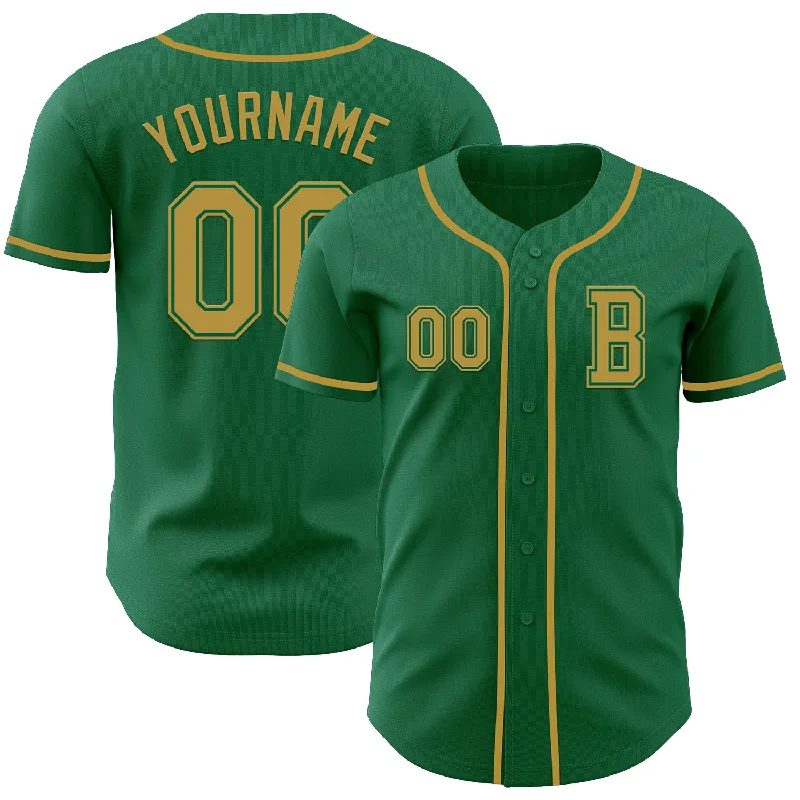 Personalized baseball jersey with iconic team logos-Custom Kelly Green Old Gold Authentic Baseball Jersey